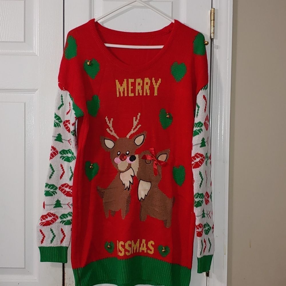 Merry Christmas Reindeer Jingle Bells Ugly Sweater